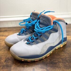 Air Jordan 10 Retro GS Bobcats Mens Size 8 Sneakers Shoes Gray Blue Orange READ